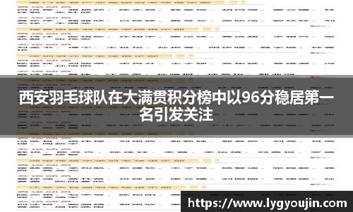 西安羽毛球队在大满贯积分榜中以96分稳居第一名引发关注
